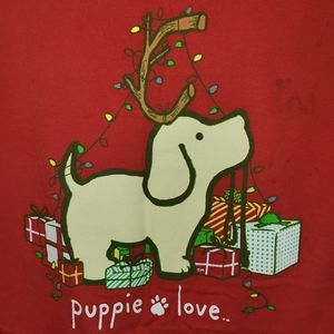 Puppie Love Medium Red Christmas long sleeve shirt